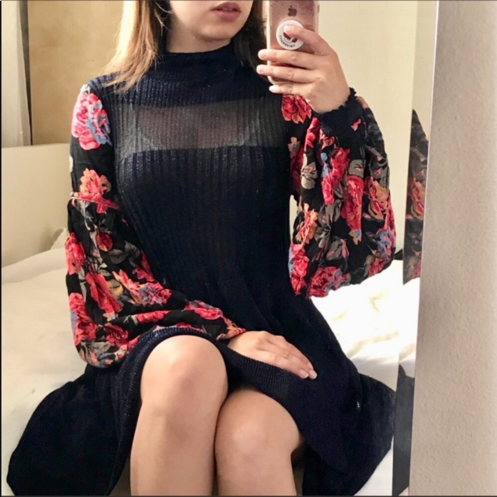 🌼HP🌼 Free People Floral Rose Roses Shimmer Dress - Picture 2 of 8
